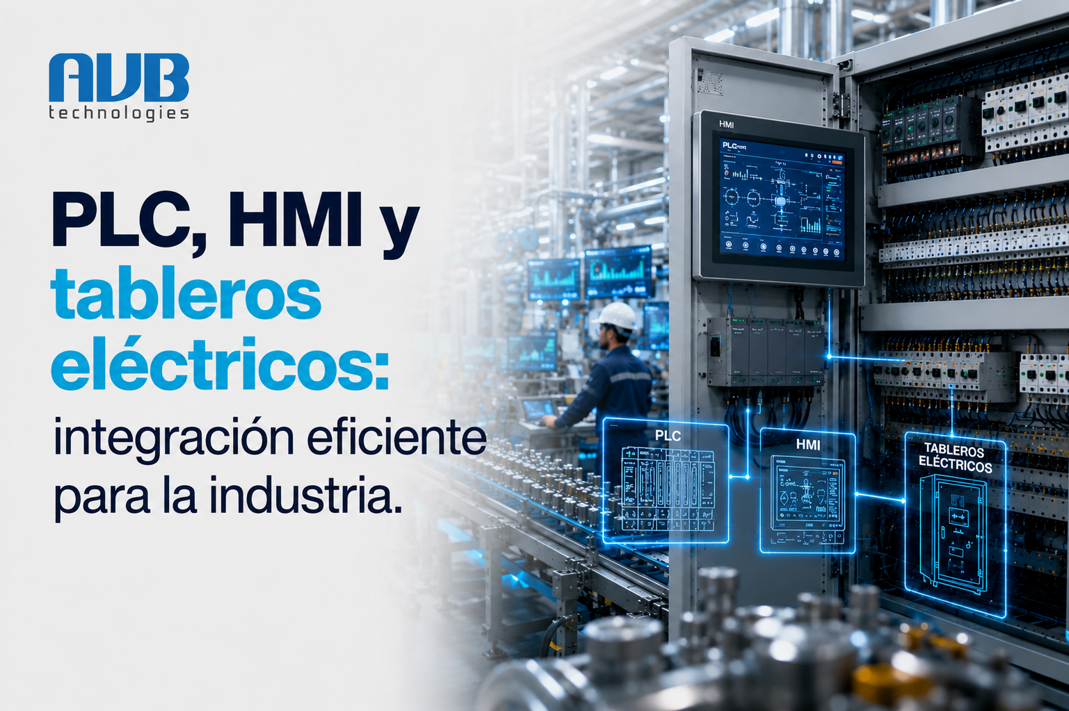 PLC, HMI y tableros eléctricos integración eficiente para la industria.