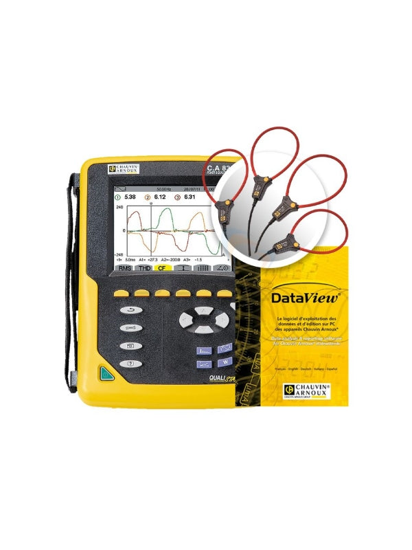 Analizador de Potencia y Calidad de Energía Chauvin Arnoux CA8331 Qualistar+ y Analizador de Potencia con Elección de abrazaderas y Software